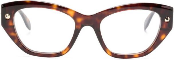 Alexander McQueen Eyewear Bril met cat-eye montuur Bruin