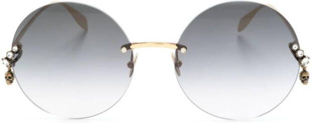 Alexander McQueen Eyewear Zonnebril met rond montuur Goud