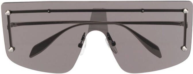 Alexander McQueen Eyewear Zonnebril met gegraveerd logo Zilver