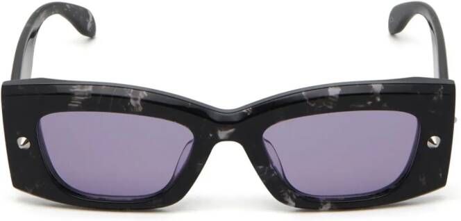 Alexander McQueen Eyewear Spike zonnebril met rechthoekig montuur Zwart