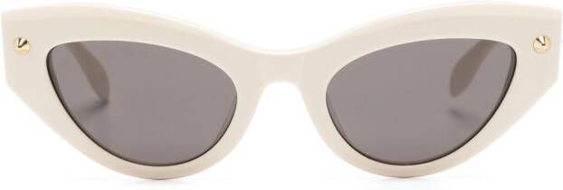 Alexander McQueen Eyewear Zonnebril met cat-eye montuur Beige