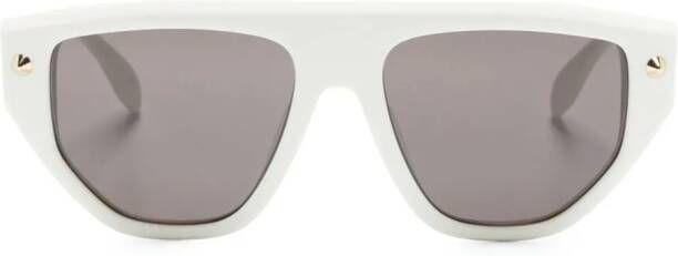 Alexander McQueen Eyewear Zonnebril met ovaal montuur Wit