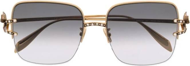 Alexander McQueen Eyewear Zonnebril met oversized vierkant montuur Goud