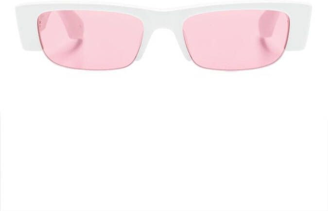 Alexander McQueen Eyewear Zonnebril met rechthoekig montuur Wit