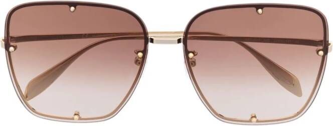 Alexander McQueen Eyewear Zonnebril met vierkant montuur Goud