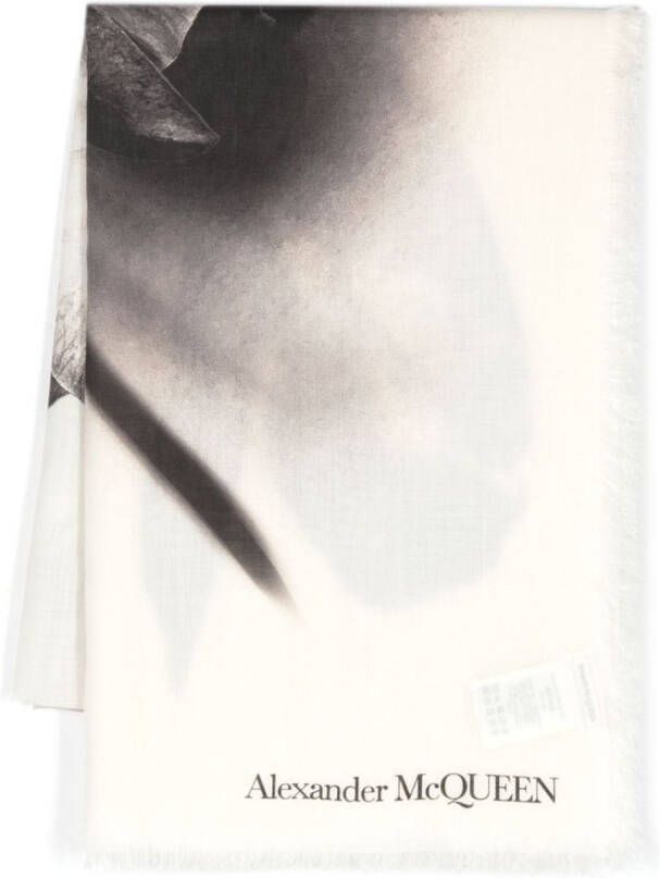 Alexander McQueen Sjaal met bloemenprint Beige