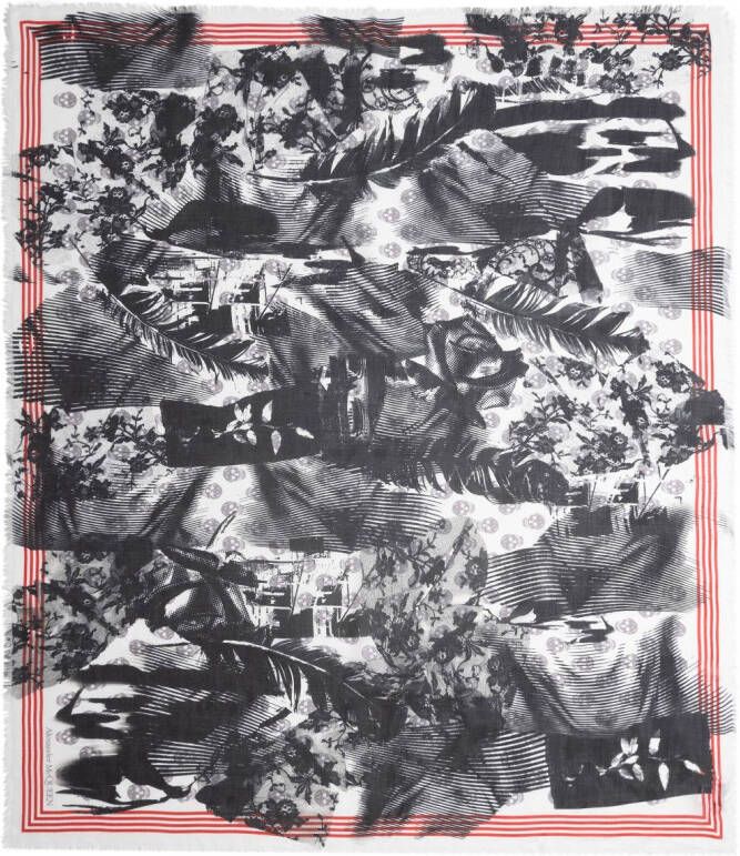 Alexander McQueen Collage Biker Skull sjaal Zwart