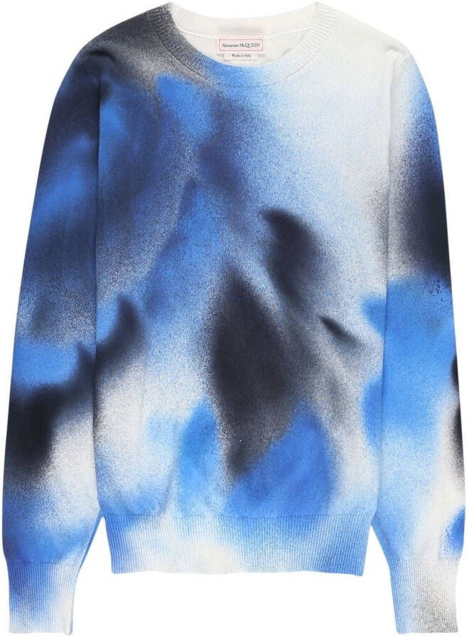 Alexander McQueen Sweater met abstracte print Blauw