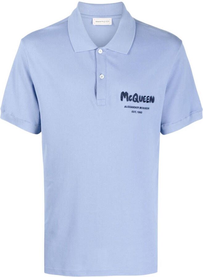 Alexander McQueen Poloshirt met borduurwerk Blauw