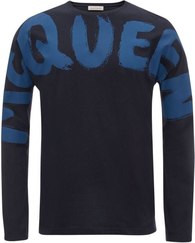 Alexander McQueen T-shirt met print Blauw