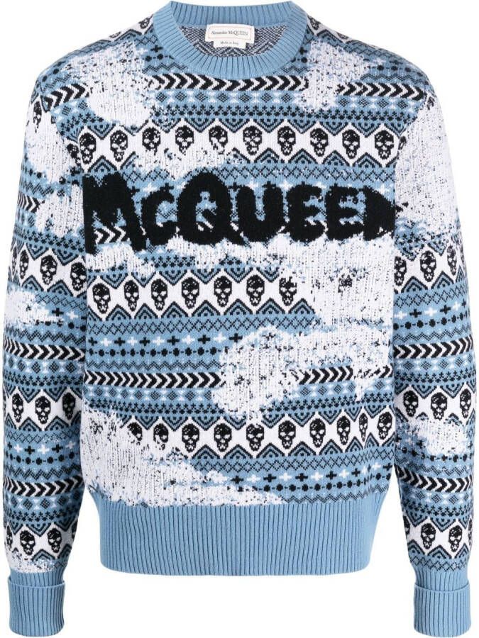 Alexander McQueen Trui met logo Blauw