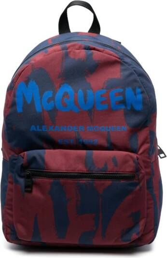Alexander McQueen Rugzak met logoprint Blauw