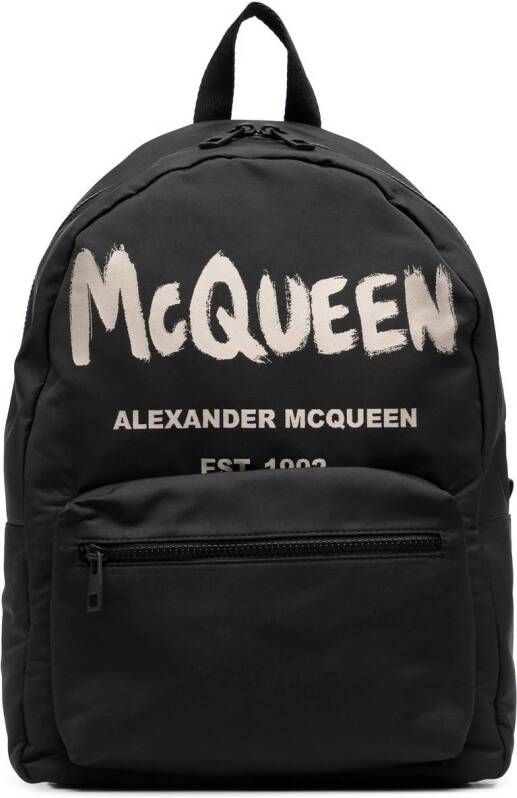Alexander McQueen Graffiti Metropolitan rugzak met print Zwart
