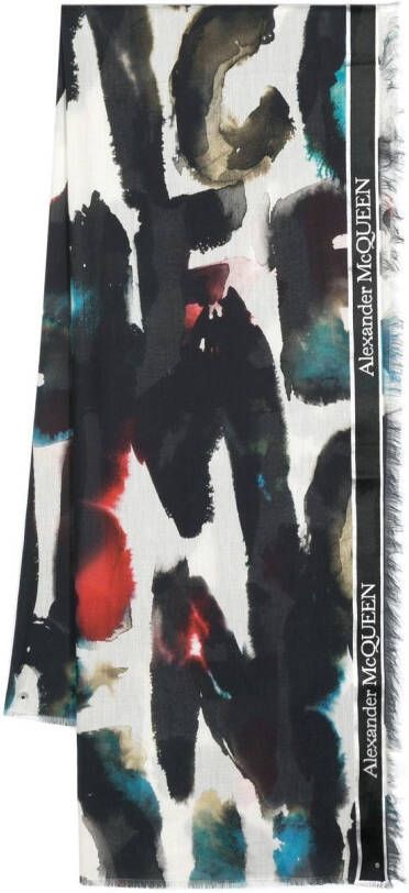 Alexander McQueen Sjaal met graffiti-print Blauw