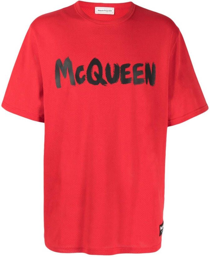 Alexander McQueen T-shirt met graffiti-print Rood