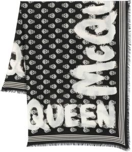 Alexander McQueen Sjaal met doodskopprint Zwart