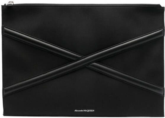 Alexander McQueen Harness clutch met logoprint Zwart