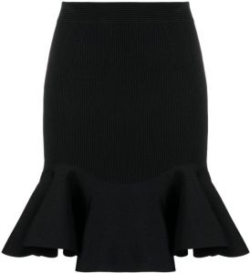 Alexander McQueen high-waisted midi skirt Zwart