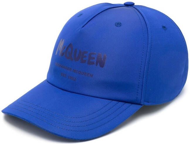 Alexander McQueen Honkbalpet met graffiti-print Blauw