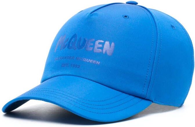 Alexander McQueen Honkbalpet met logoprint Blauw