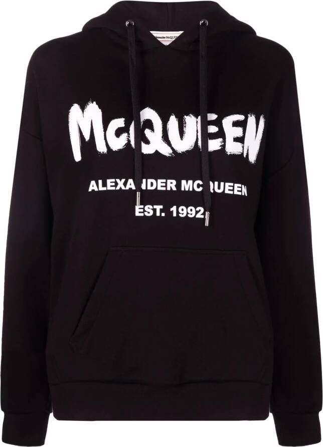 Alexander McQueen Hoodie met logoprint Zwart