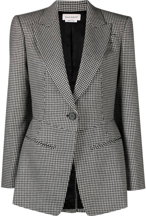 Alexander McQueen Blazer met pied-de-poule print Zwart