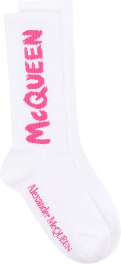 Alexander McQueen Intarsia sokken Wit