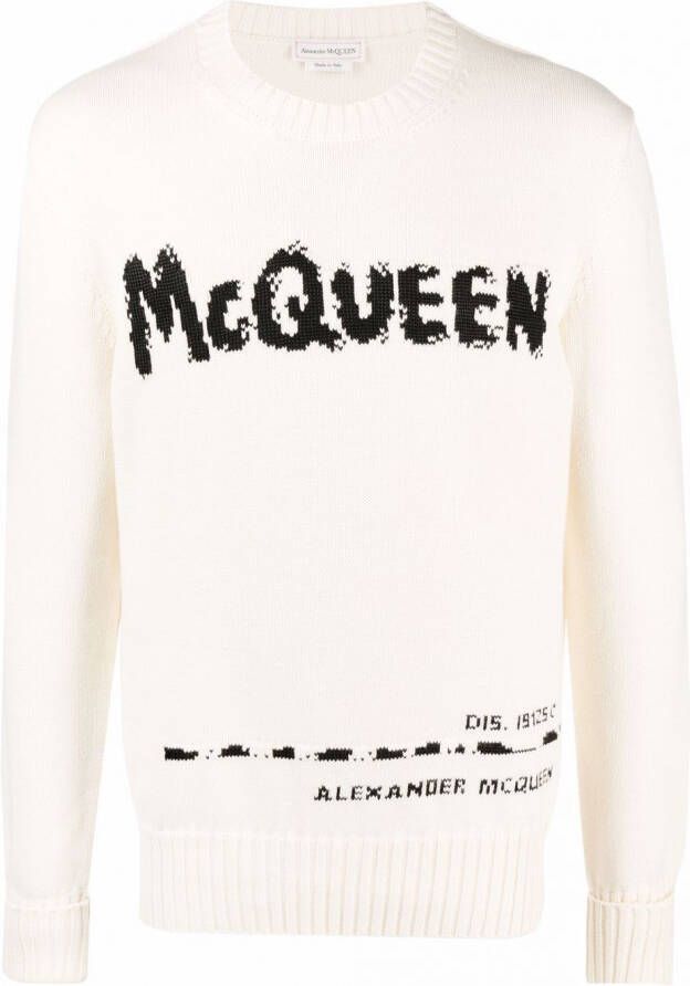 Alexander McQueen Intarsia trui Beige