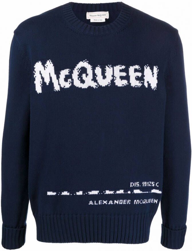 Alexander McQueen Intarsia trui Blauw