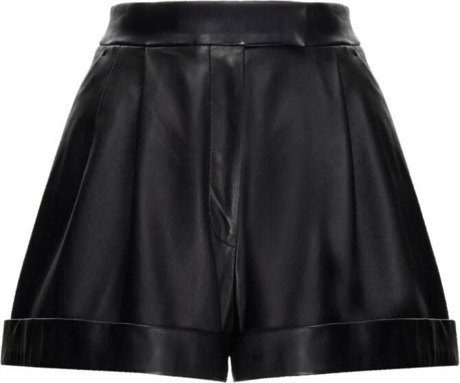 Alexander McQueen Leren shorts Zwart