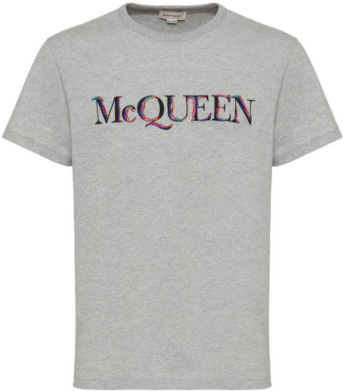 Alexander McQueen T-shirt met geborduurd logo Grijs