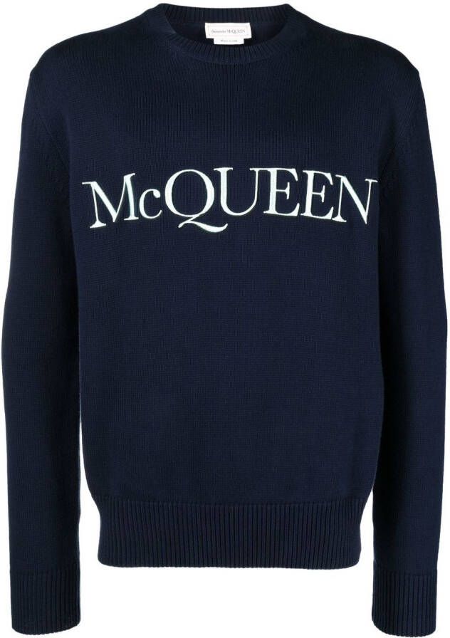 Alexander McQueen Trui met geborduurd logo Blauw