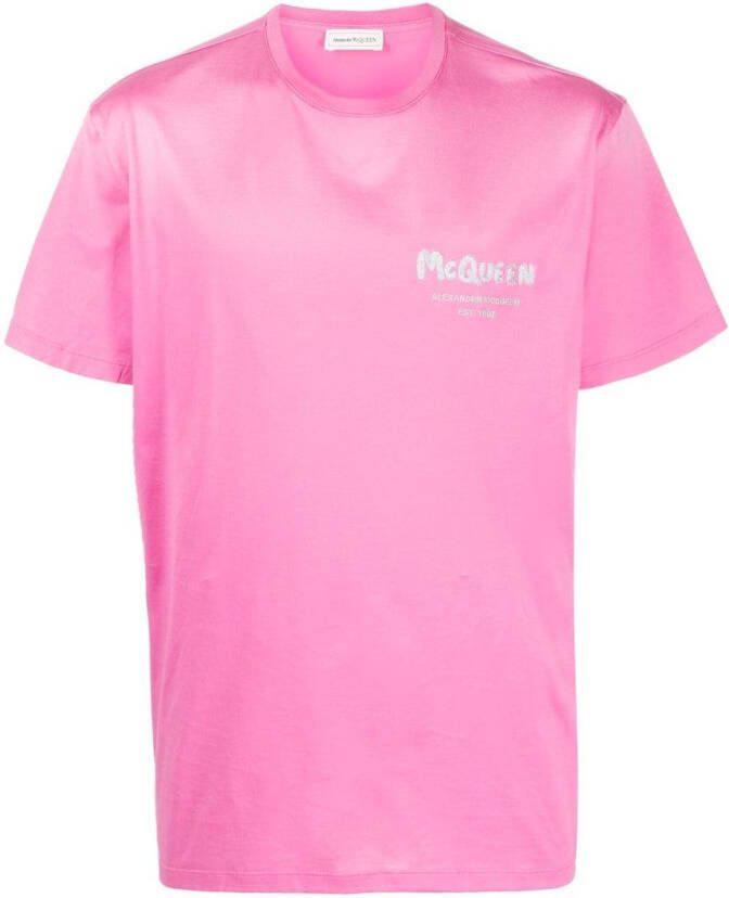 Alexander McQueen T-shirt met geborduurd logo Roze