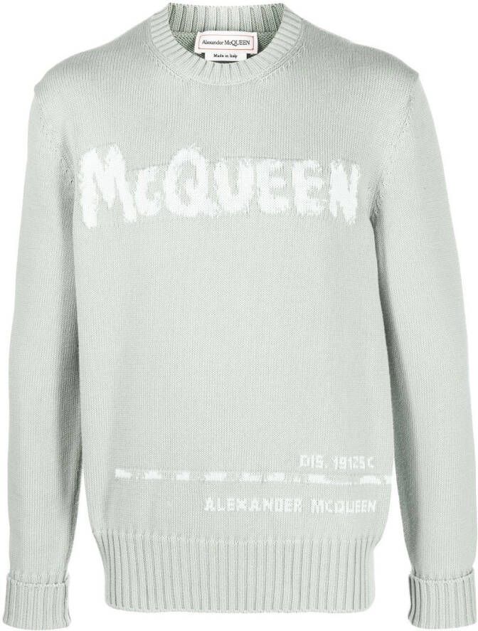 Alexander McQueen Trui met intarsia-logo Groen