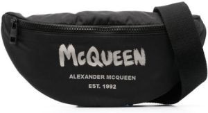Alexander McQueen Graffiti logo-print belt bag Zwart