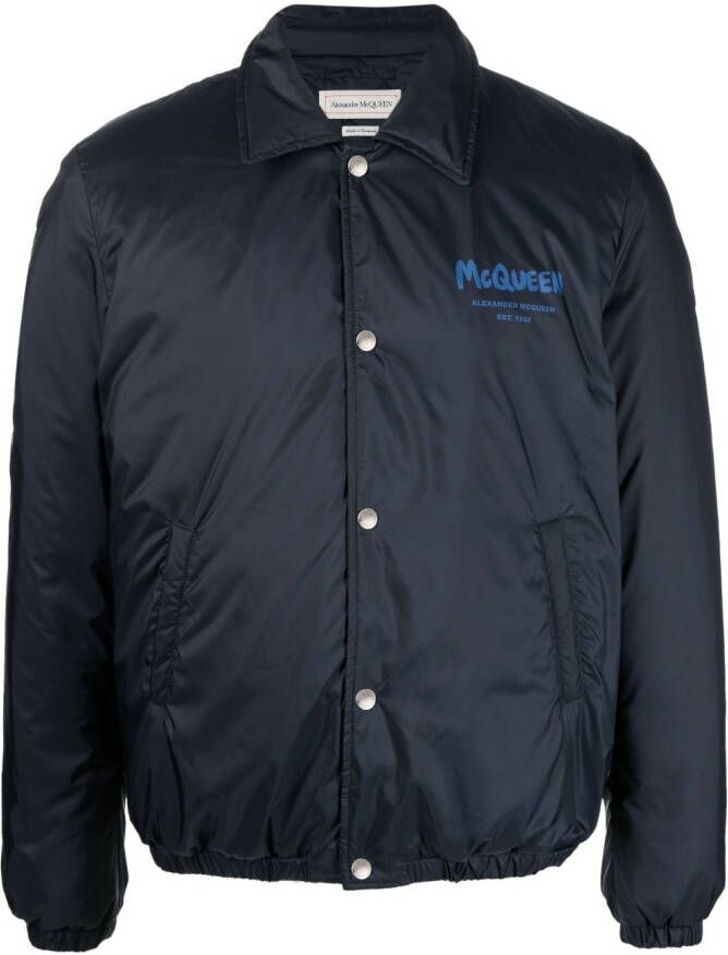 Alexander McQueen Bomberjack met logoprint Blauw