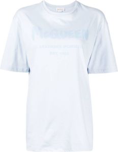 Alexander McQueen logo-print cotton t-shirt Blauw
