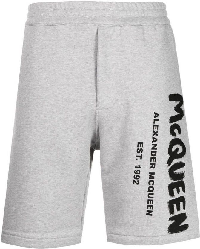 Alexander McQueen Trainingsshorts met logoprint Grijs