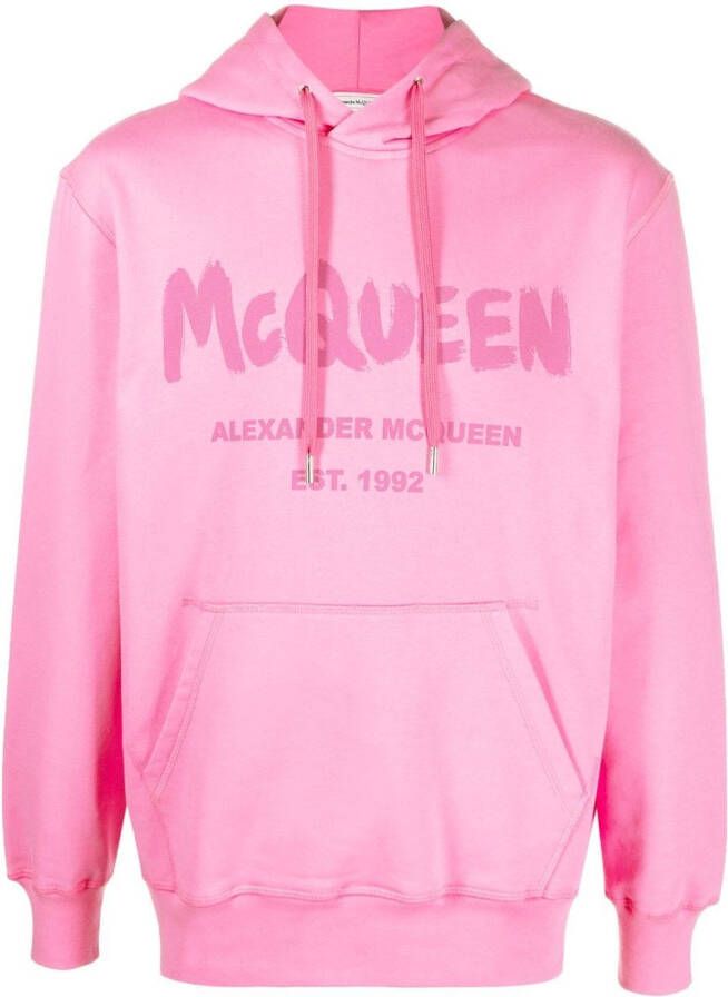 Alexander McQueen Hoodie met logoprint Roze