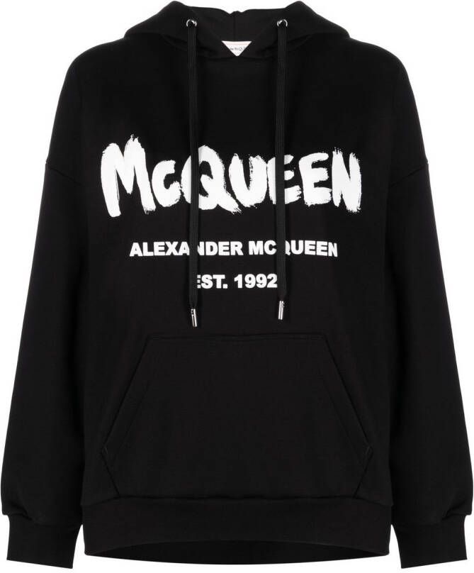 Alexander McQueen Hoodie met logoprint Zwart