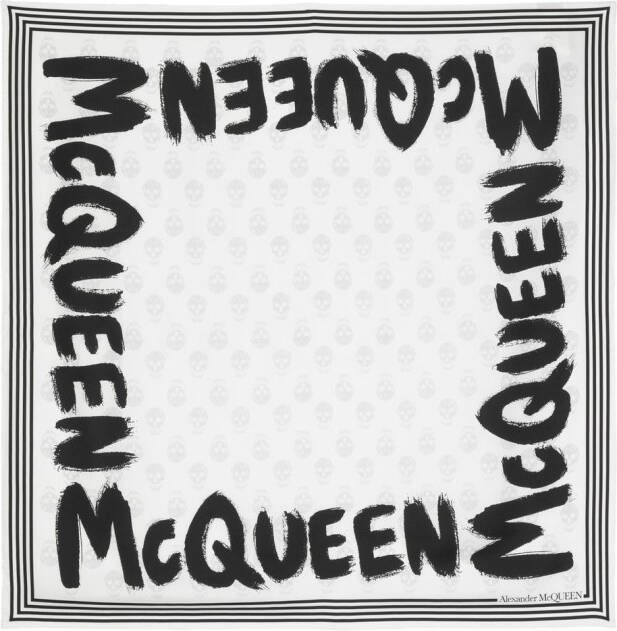 Alexander McQueen Sjaal met logoprint Zwart