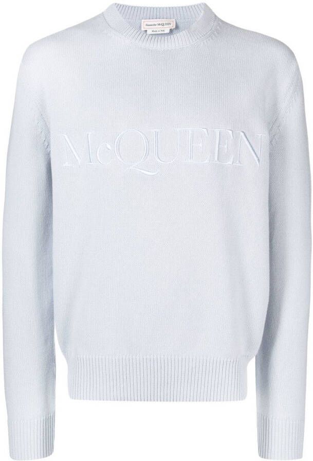 Alexander McQueen Sweater met logoprint Blauw