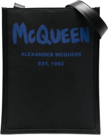 Alexander McQueen Messengertas met logoprint Zwart