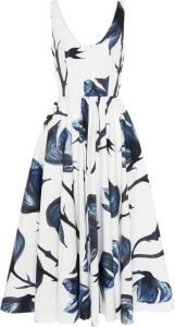 Alexander McQueen Midi-jurk met bloemenprint Blauw