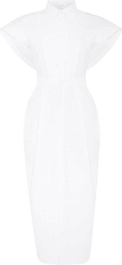 Alexander McQueen Midi-jurk met kraag Wit