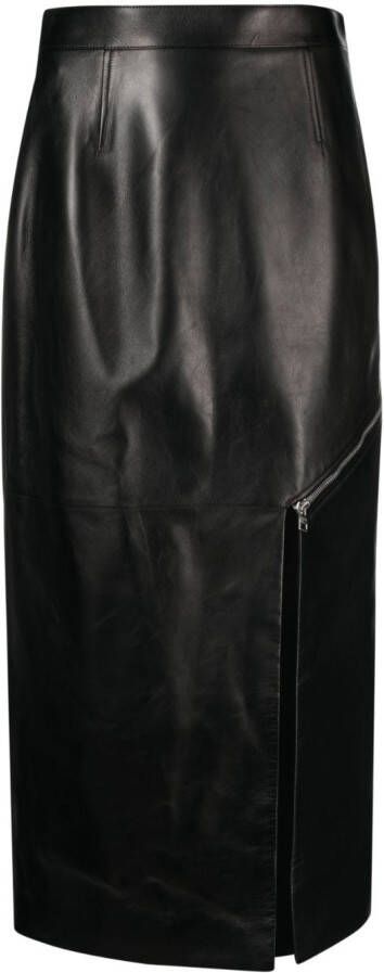 Alexander McQueen Midi-rok met zijsplit Zwart