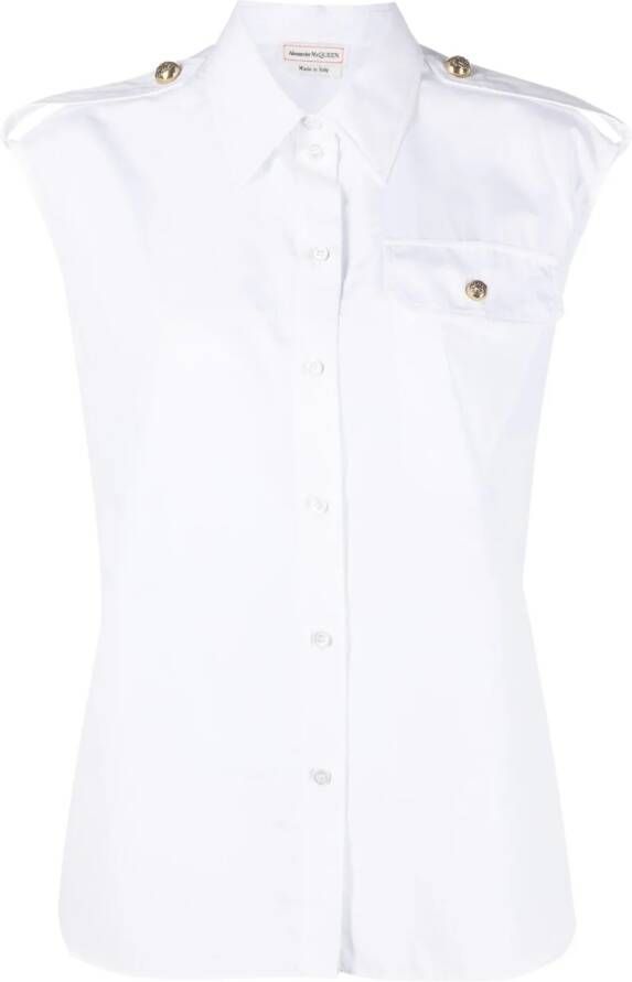 Alexander McQueen Mouwloze blouse Wit