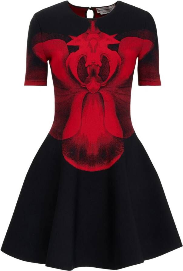 Alexander McQueen Mini-jurk met bloemjacquard Zwart