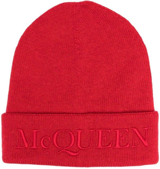Alexander McQueen Muts met geborduurd logo Rood
