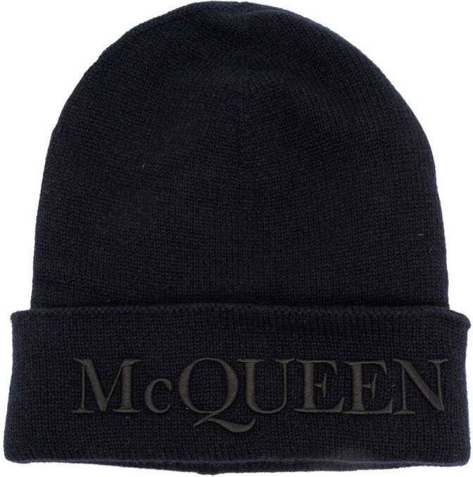 Alexander McQueen Muts met logoprint Blauw